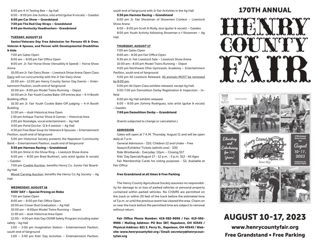 2025 Schedule 2025 COMING SOON! The Henry County Fair